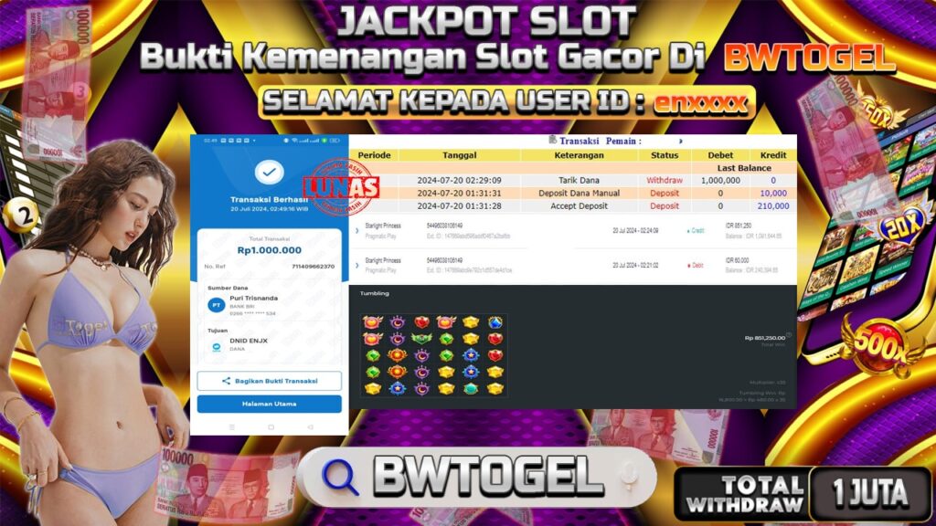 BUKTI JACKPOT SLOT STARLIGHT PRINCESS TERPERCAYA DI INDONESIA TGL 20-07-2024