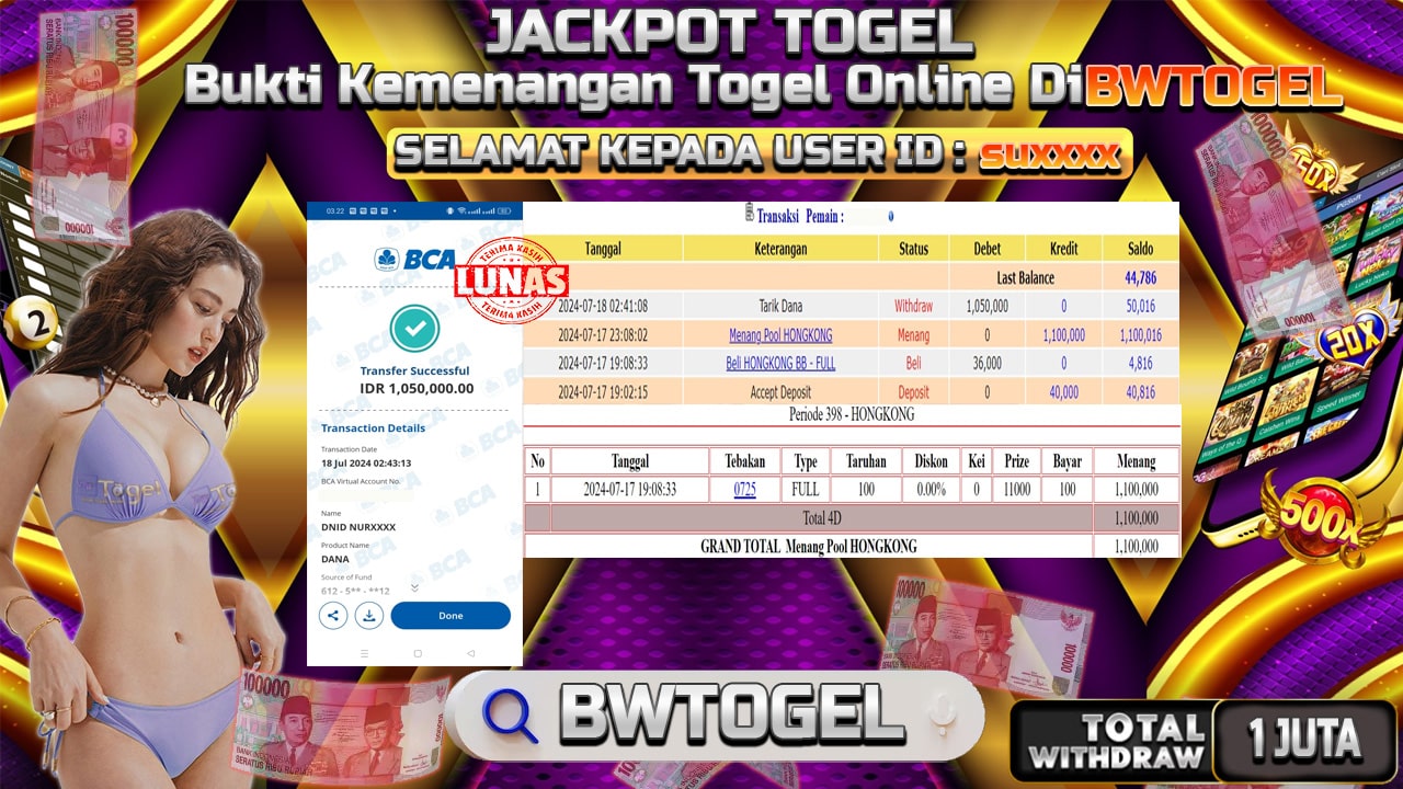 BUKTI JACKPOT TOGEL POOL HONGKONG TERPERCAYA DI INDONESIA TGL 18-07-2024