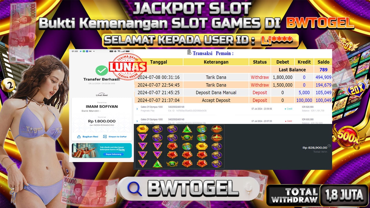 BUKTI JACKPOT SLOT GATES OF OLYMPUS 1000 TERPERCAYA DI INDONESIA TGL 08-07-2024