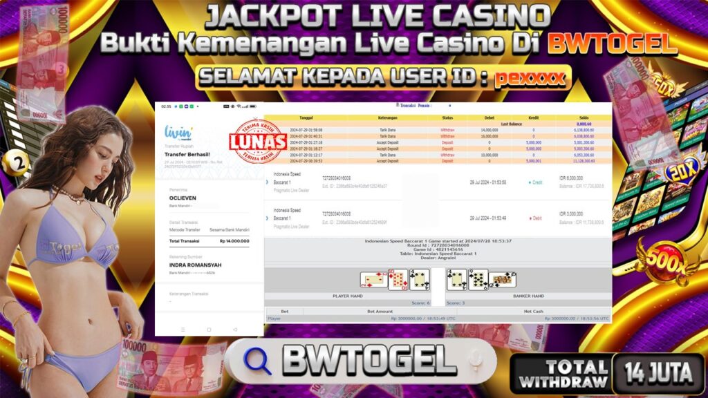 BUKTI JACKPOT SPEED BACCARAT 1 TERPERCAYA DI INDONESIA TGL 29-07-2024