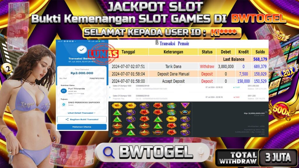 BUKTI JACKPOT SLOT GATES OF OLYMPUS 1000 TERPERCAYA DI INDONESIA TGL 07-07-2024