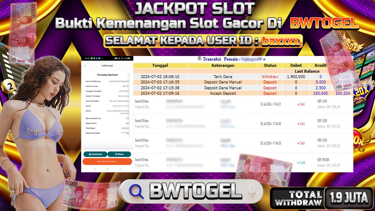 BUKTI JACKPOT SLOT SWORD OF ARES TERPERCAYA DI INDONESIA TGL 02-07-2024