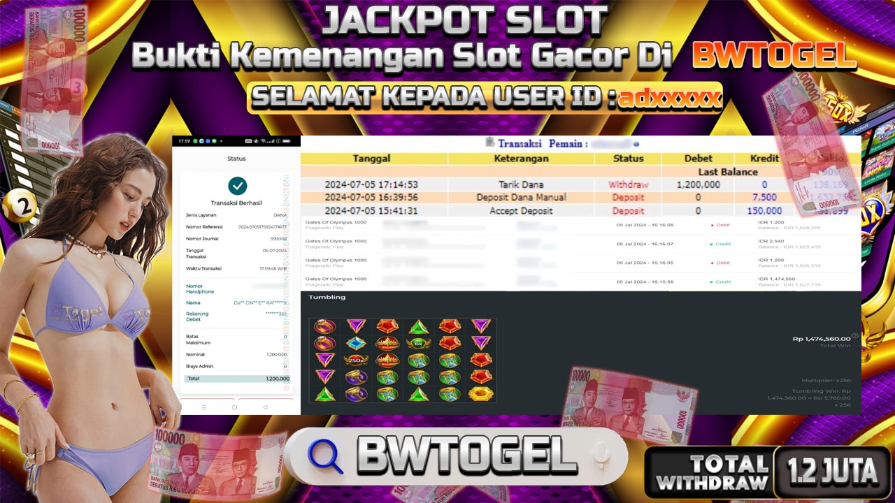 BUKTI JACKPOT SLOT GATES OF OLYMPUS 1000 TERPERCAYA DI INDONESIA TGL 05-07-2024