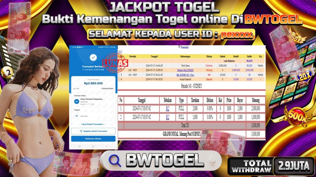 BUKTI JACKPOT TOGEL POOL SYDNEY TERPERCAYA DI INDONESIA TGL 17-07-2024