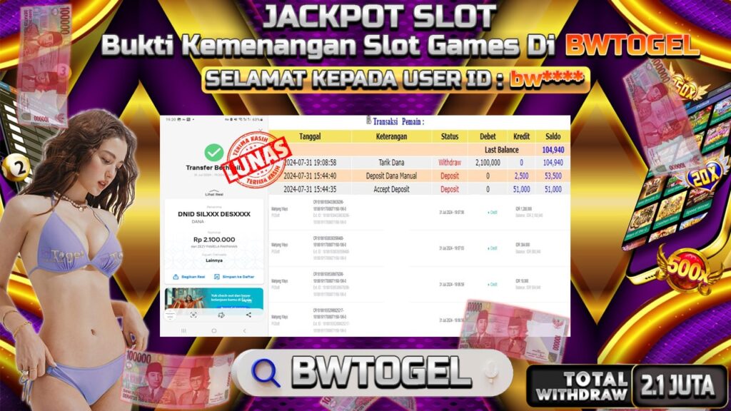 BUKTI JACKPOT SLOT GATES OF OLYMPUS TERPERCAYA DI INDONESIA TGL 31-07-2024