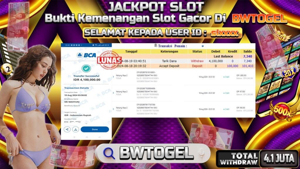 BUKTI JACKPOT SLOT MAHJONG WAYS 2 TERPERCAYA DI INDONESIA TGL 19-08-2024