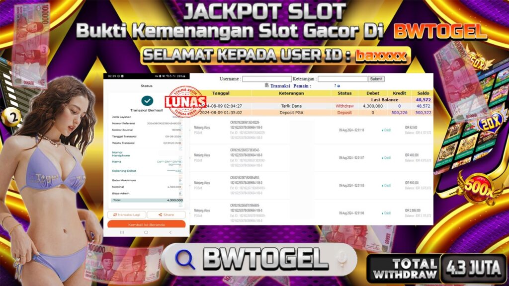 BUKTI JACKPOT SLOT MAHJONG WAYS TERPERCAYA DI INDONESIA TGL 09-08-2024