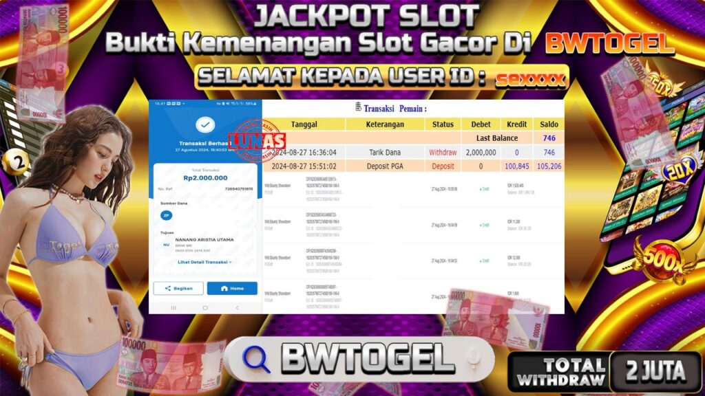 BUKTI JACKPOT SLOT WILD BOUNTY SHOWDOWN TERPERCAYA DI INDONESIA TGL 27-08-2024